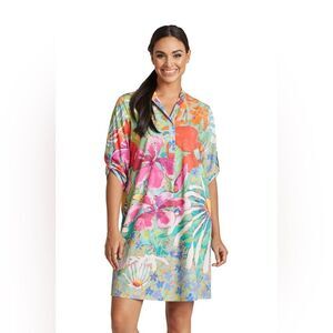 NWT Claire Desjardins dress 3/4-length sleeve shirt dress Sz L‎